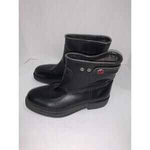 Golden Goose Black Leather Ankle Boots with Red Accent